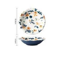 Japanese Ceramic Tableware Creative Bowl And Plate Combination Set - 7.9Inch Lace Soup Plate - View 1