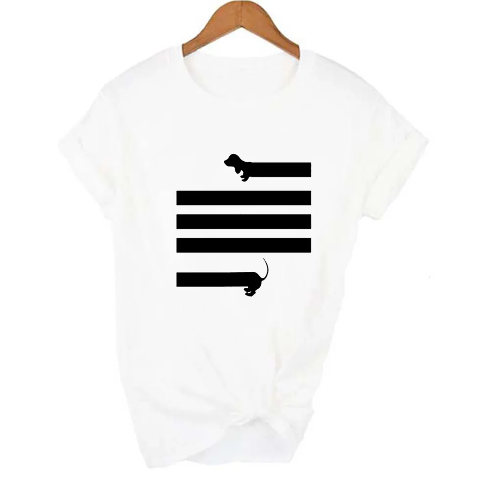 Fashion Dachshund Print Shirt Short Sleeve Women's - 5 Style