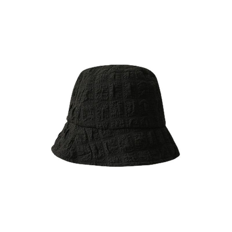 Women's Fashion Simple Solid Color Bubble Fabric Bucket Hat Black - Shop at LoveMi