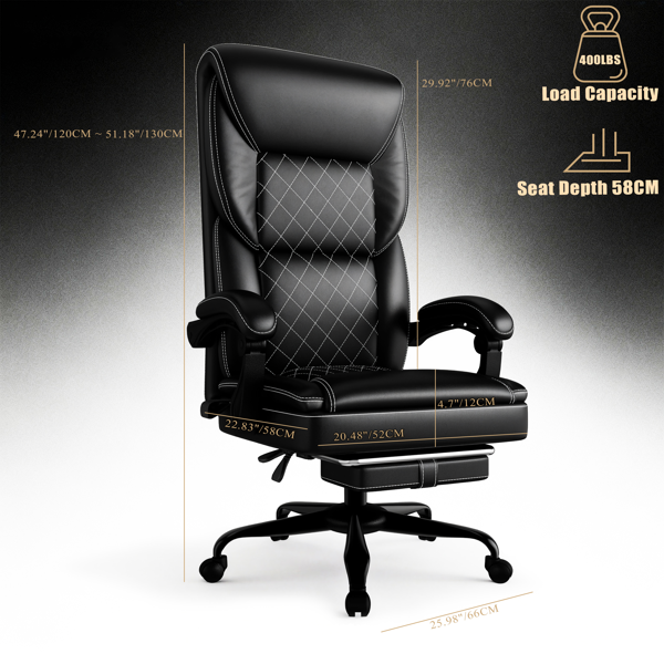 Chaise de jeu, chaise de bureau avec support lombaire gonflable – Image 4