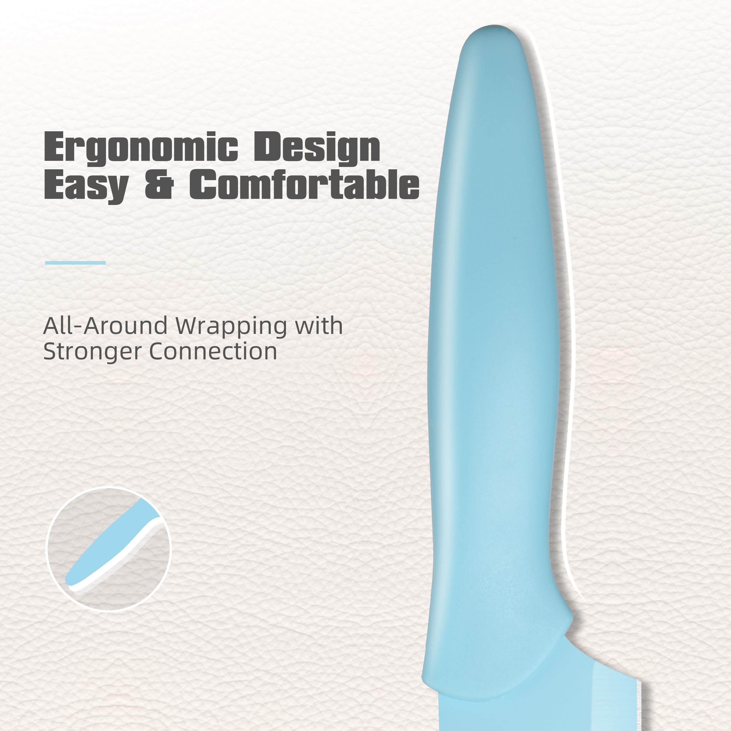 Kitchen Knife Set With Block, 14 Piece BLUE Non-Stick Paint Coating Stainless Steel Knives Set, Anti-Rust And Dishwasher Safe, 12 Knives With Kitchen Shears And Block 6