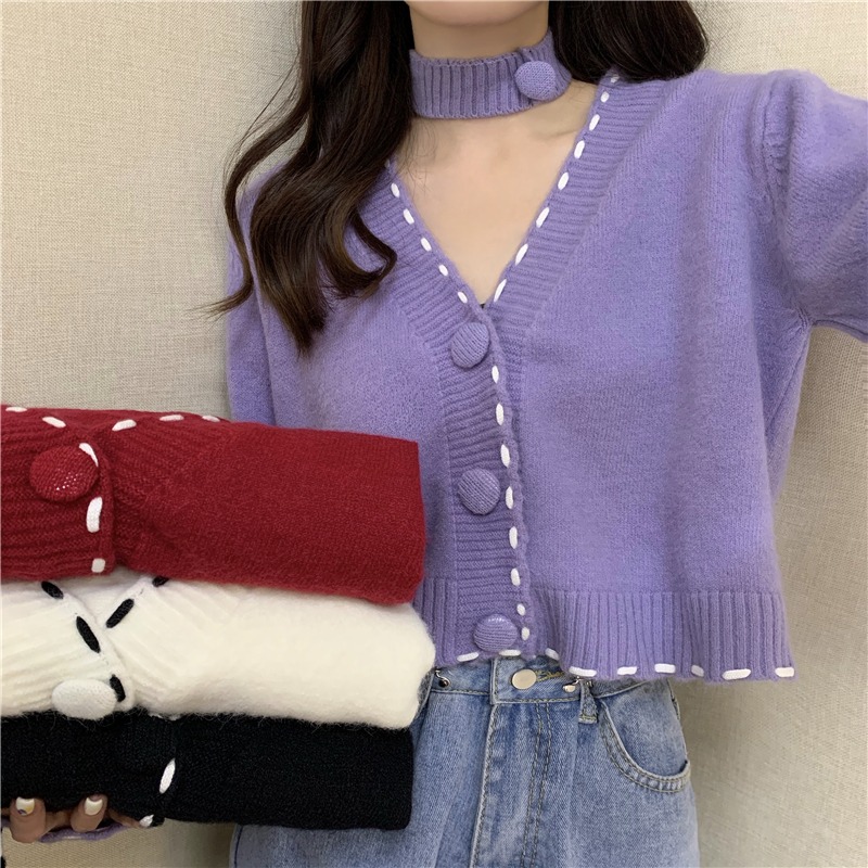 Knit Cardigan Chic Design Female Sweater Coat