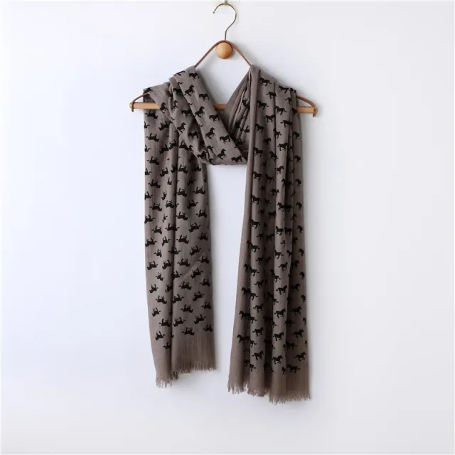 Solid Color Neutral Loose Beard Polyester cotton Pony Print Loose Beard Tassel Men's Scarf Khaki - Shop at LoveMi