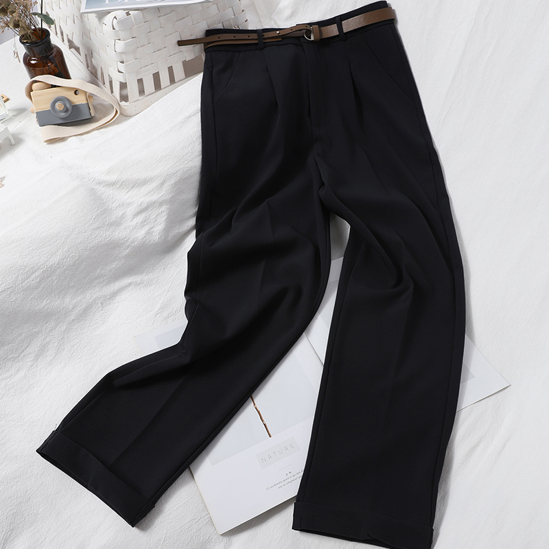 Title 3, Korean Style Solid Color Casual Pants High Wais...