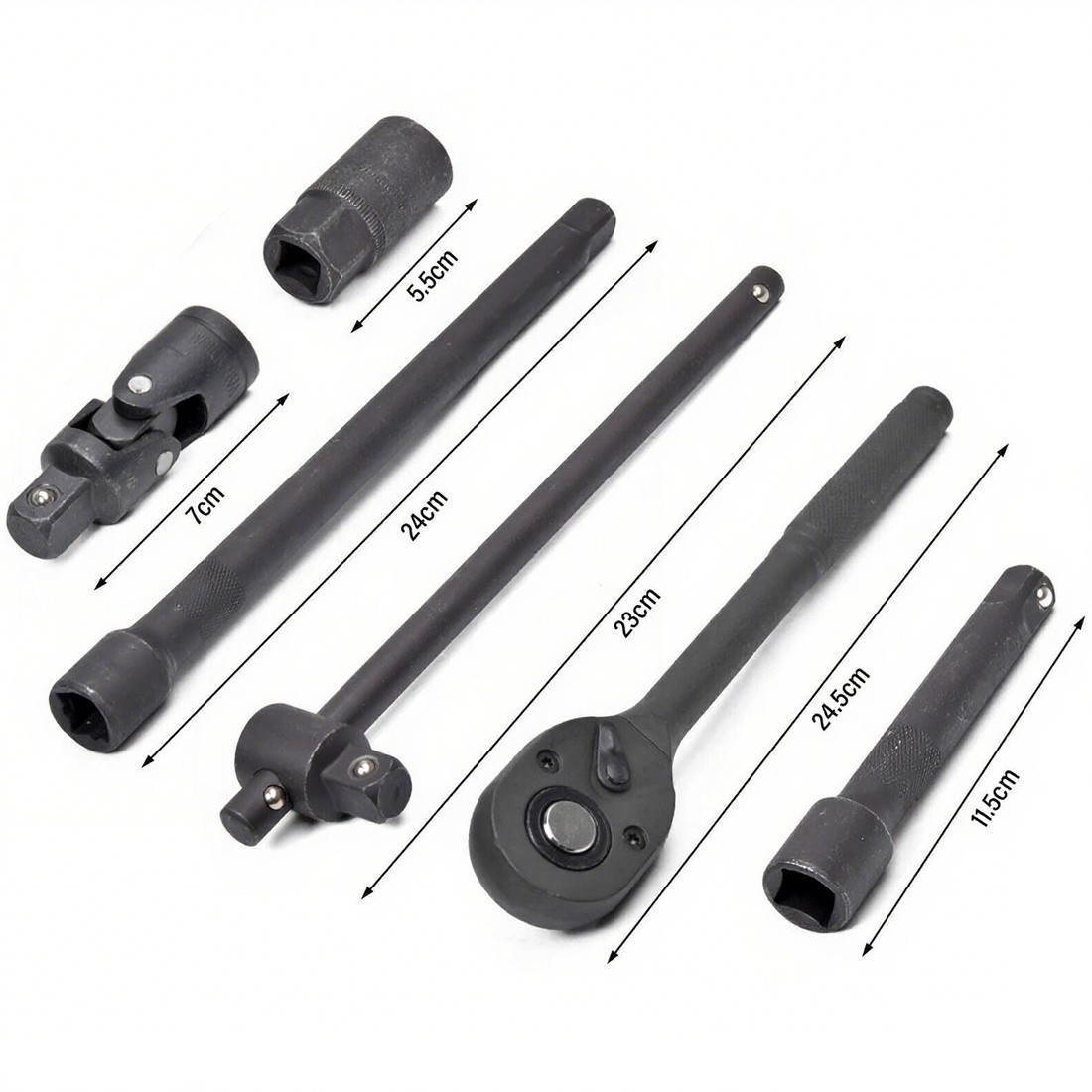 Heavy Duty Ratchet Wrench Socket Set 8-32mm Metric Extension Bar Metal Case