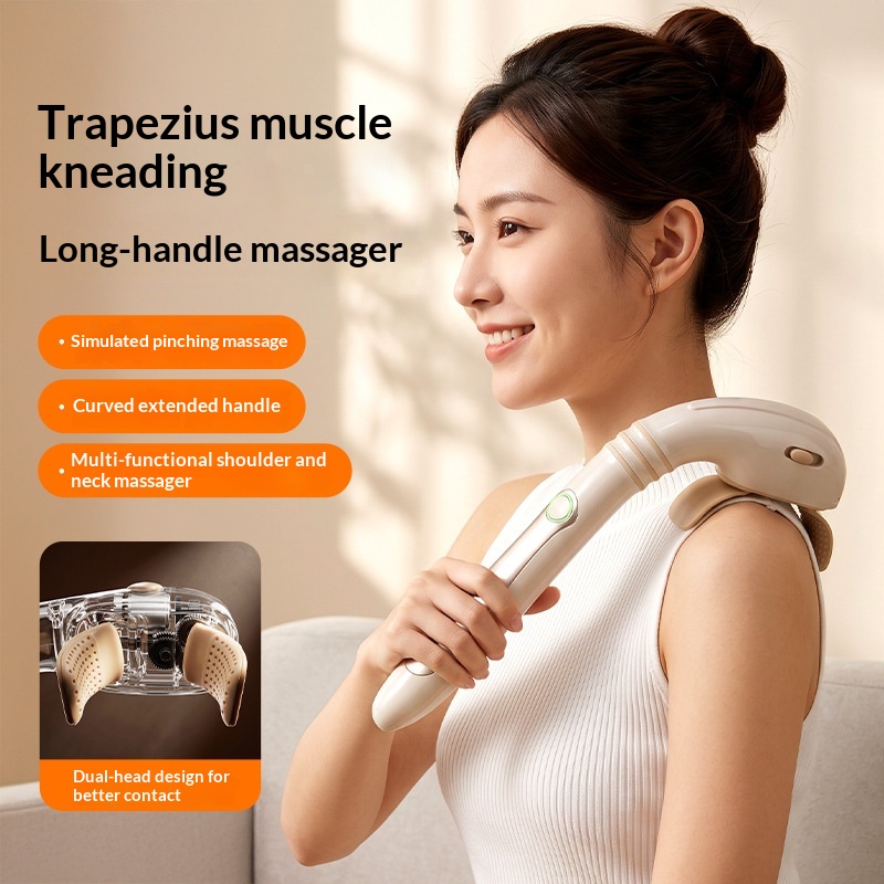 New Cross-border Model Of A Hand-like Kneading Massager With A Long Handle For Shoulder, Neck, And Cervical Spine, Adjustable Kneading Massager