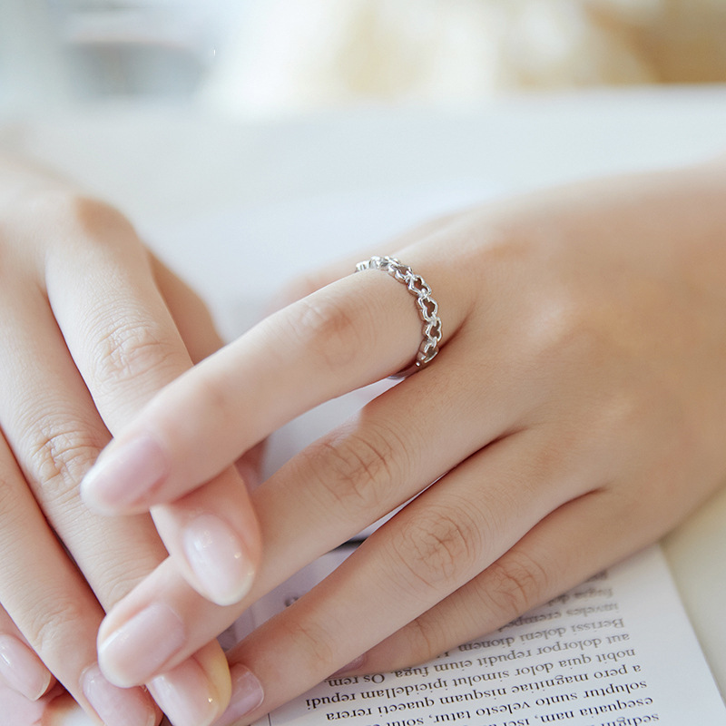 Women's Hollow Heart S925 Sterling Silver Gold Plated Ring