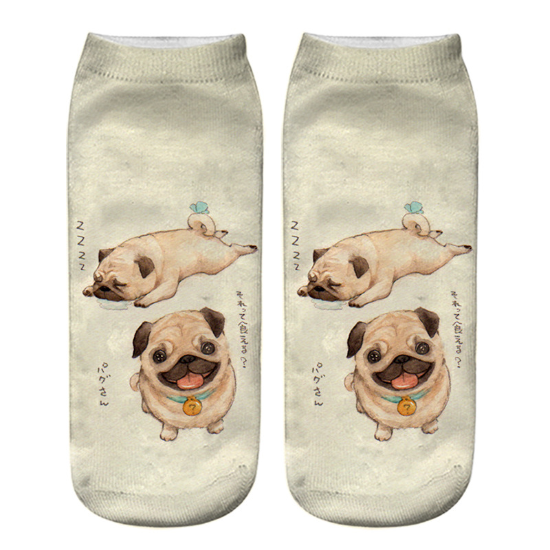 Title 10, Dog PUG cartoon 3D printing socks