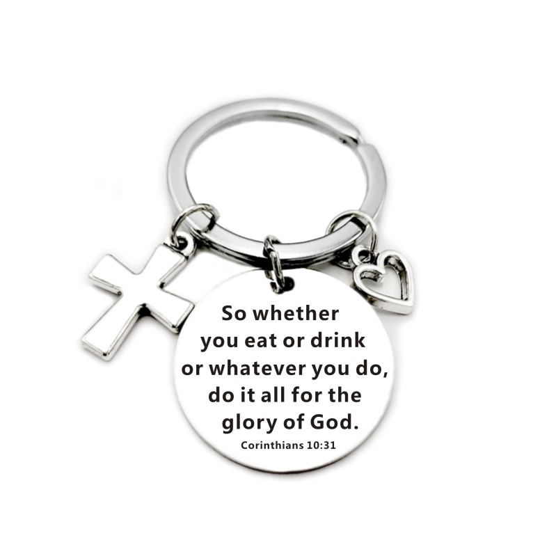 … Scripture Pendant Cross Heart Charms Keychain