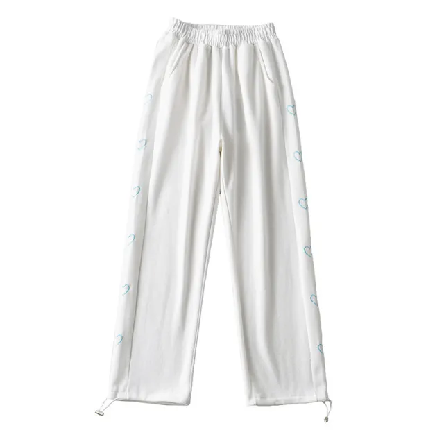 Drawstring High Waist Drawstring Leisure Trousers White - Shop at LoveMi