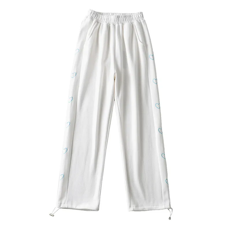 Drawstring High Waist Drawstring Leisure Trousers - White