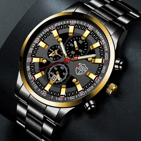 Stainless Steel Luminous Quartz Wristwatch for Men