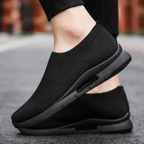Flying Knit Sneakers Men's Mesh White Shoes Black Casual