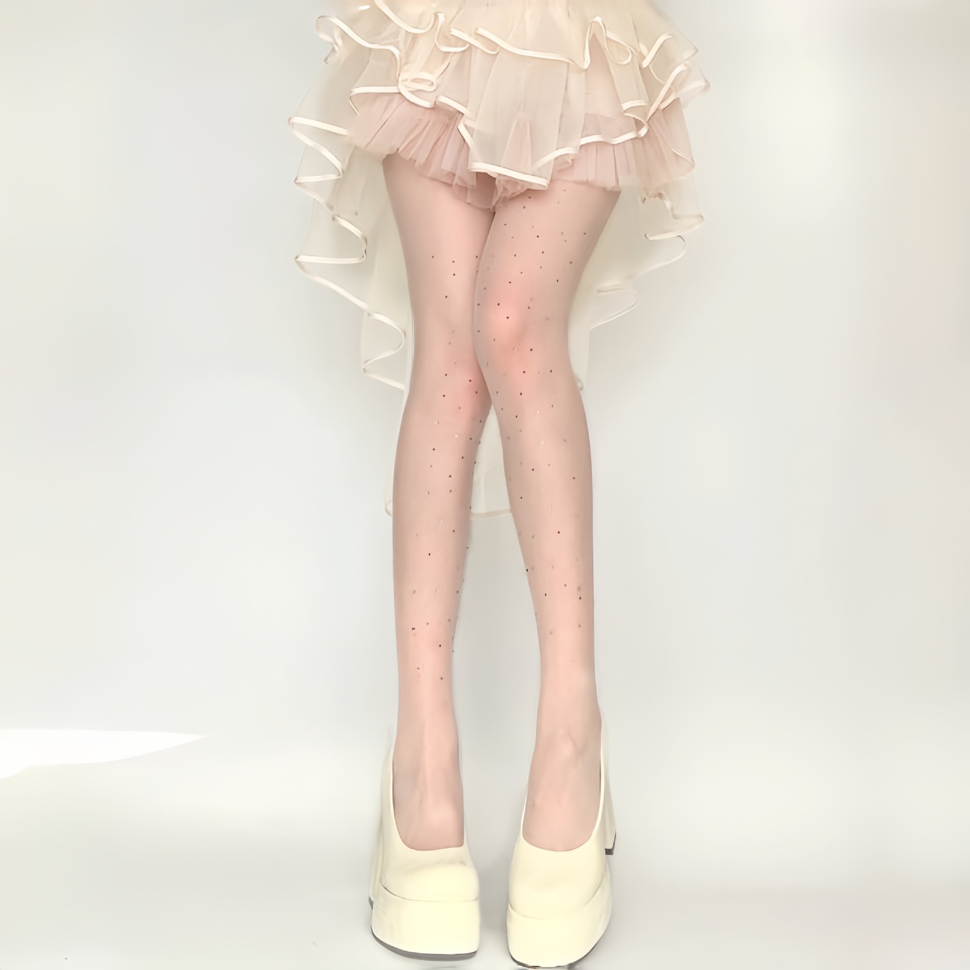 Rhinestone Pantyhose, Sheer Skin Tone Base Socks, Natural Leggings, Cute Lolita Daily Hosiery For Women