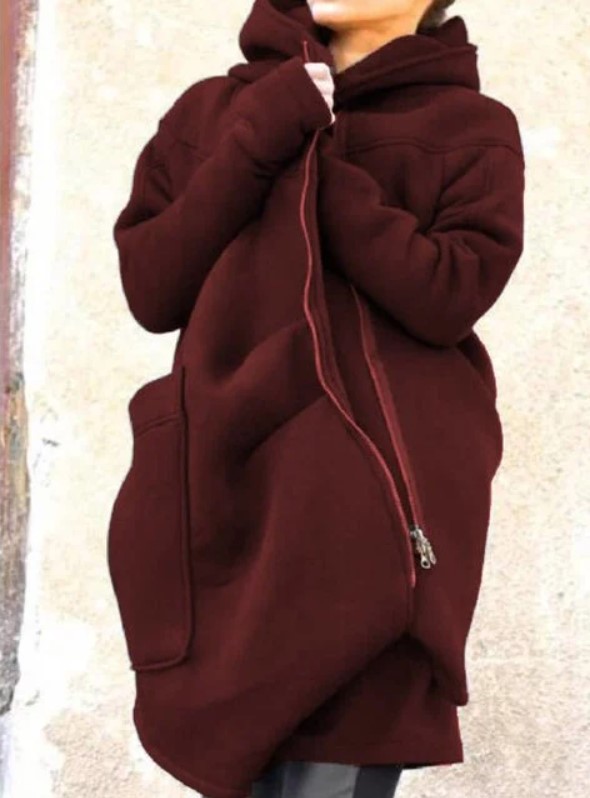 Mid length Hooded Sports Sweatshirt Red - Shop at LoveMi