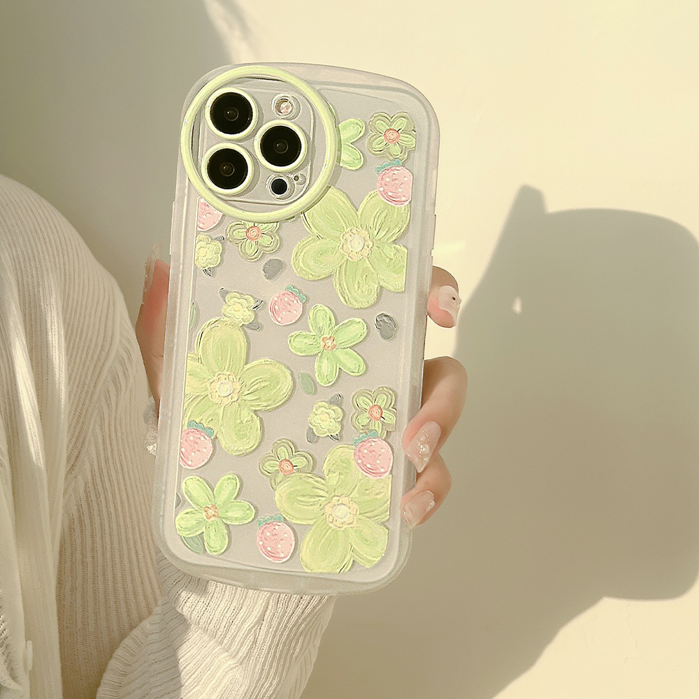 Oil Painting Strawberry Flower Silicone Mobile Phone Case
