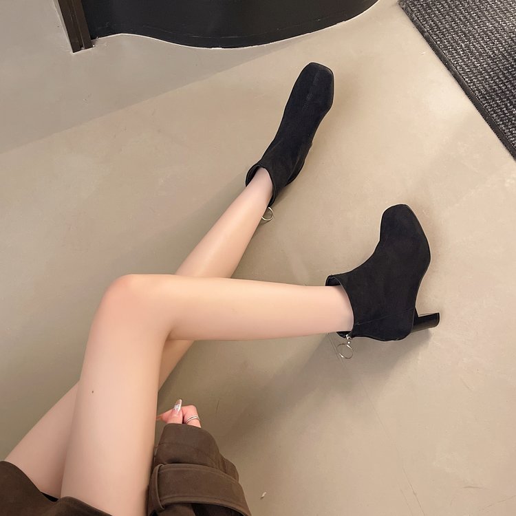 Faux Suede Block Heel Boots, picture 2 of 3