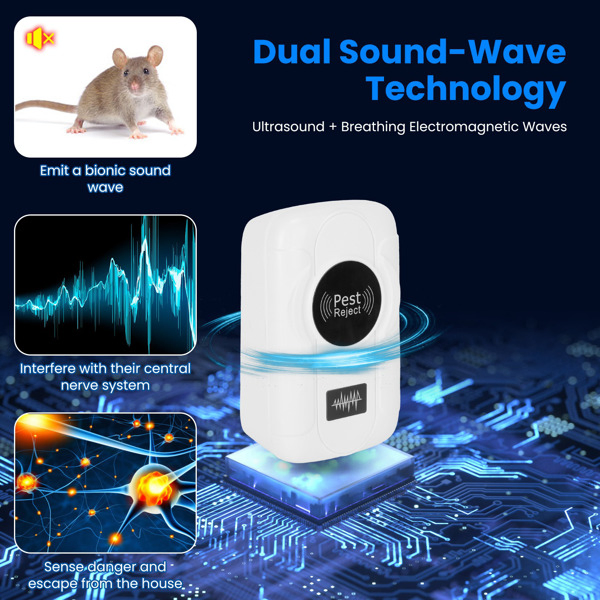 6-Pack Ultrasonic Insect Repellent - Dual Sound-Wave Tech, 3-Mode Switch, 32 - 120kHz Frequencies, Ideal for Full Home Coverage, Safe for Home with Kids - Plug-in Indoor Bug & Rodent Repeller-14