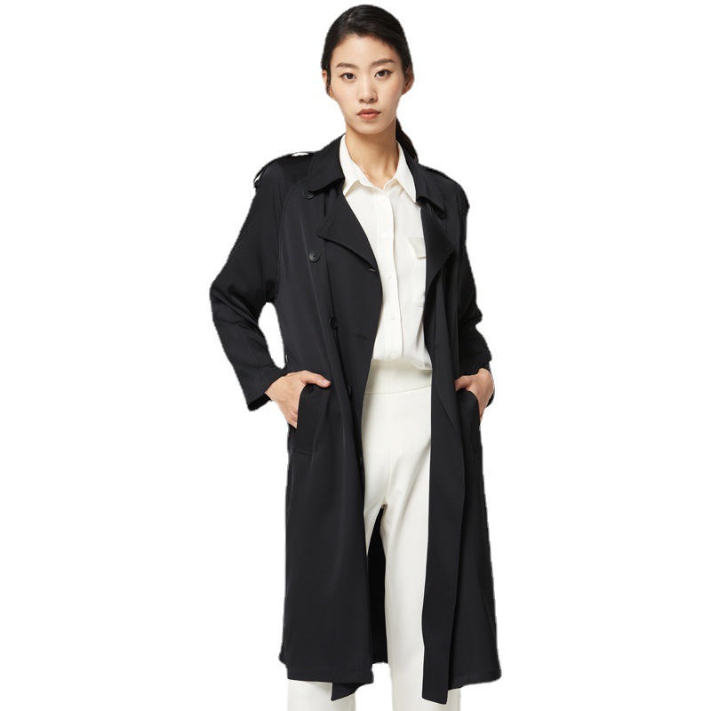 Women's Mid-length Double  Silk Trench Coat