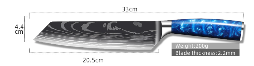 8-дюймовый нож шеф-повара с ручкой из синей смолы