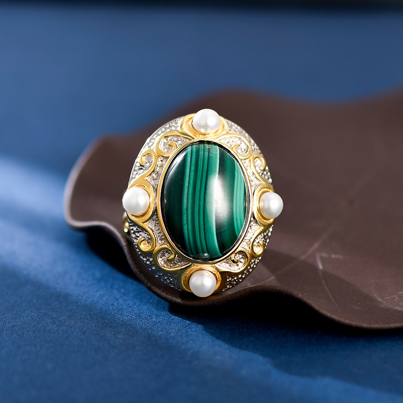 Oval Malachite Ring For Women