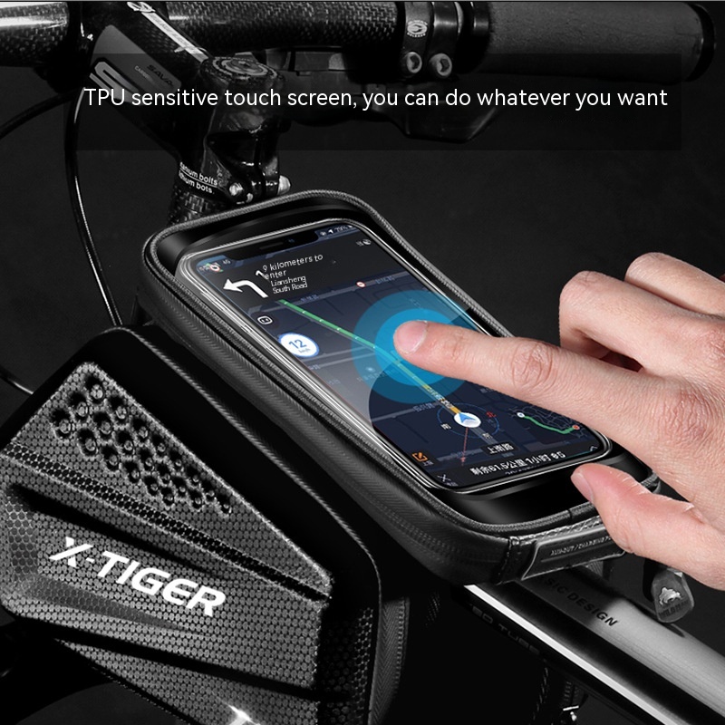 Bicycle Front Beam Bag Touch Screen Easy To View Mobile Phone Hard Case With Storage - Image 3
