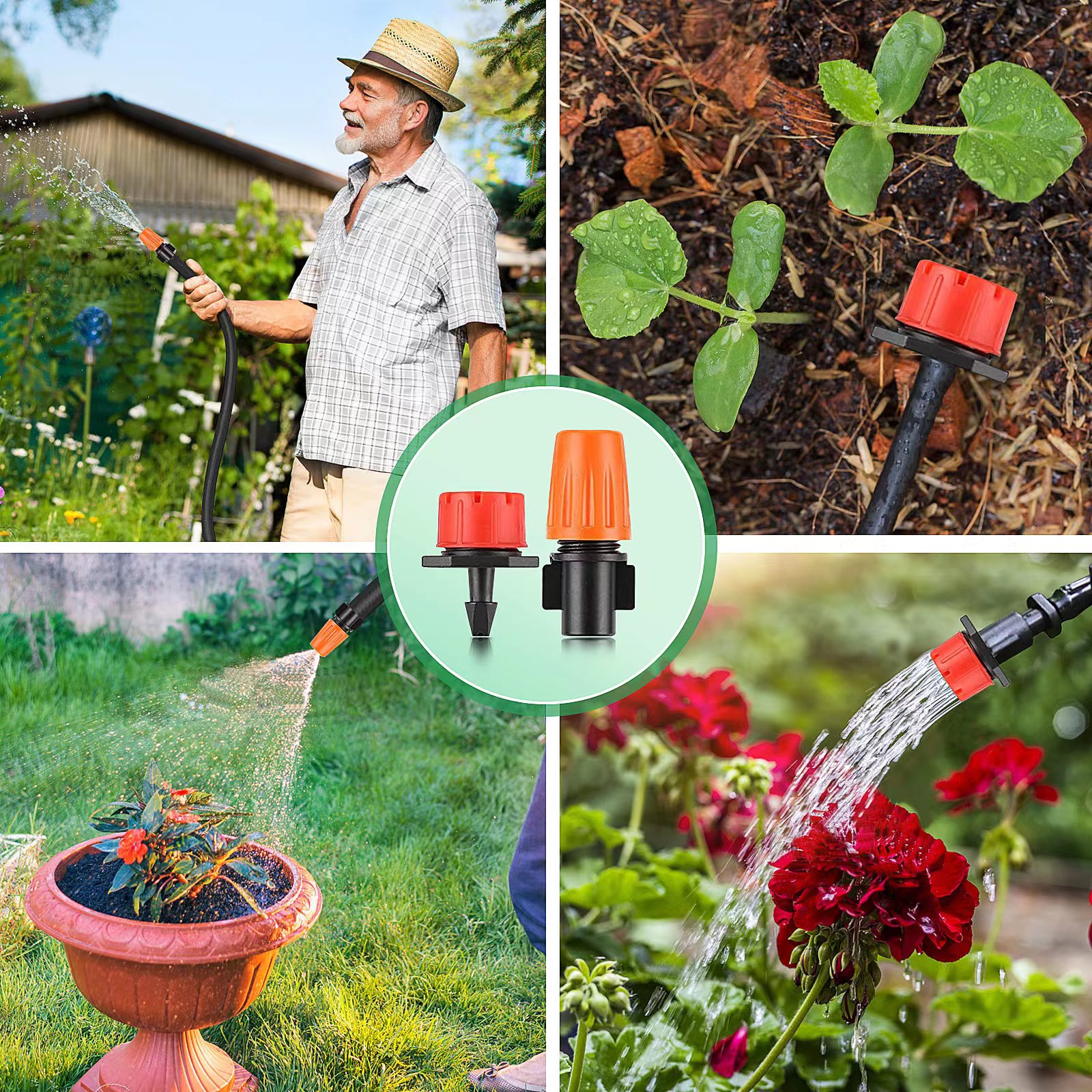 image of a Garden Drip Irrigation Kit with 164FT Greenhouse Micro Automatic Drip Irrigation System Kit, includes Blank Distribution Tubing Hose, Adjustable Patio Misting Nozzle Emitters, Sprinkler Barb