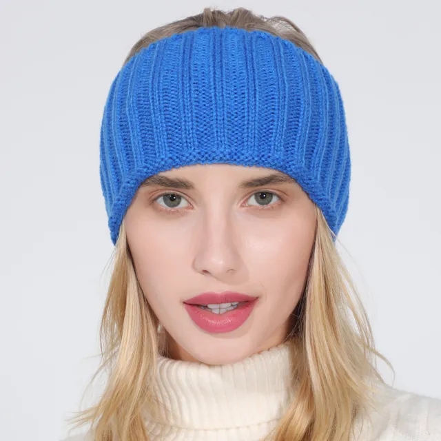 Knitted Hairband Ladies Air Top Ponytail Blue - Shop at LoveMi