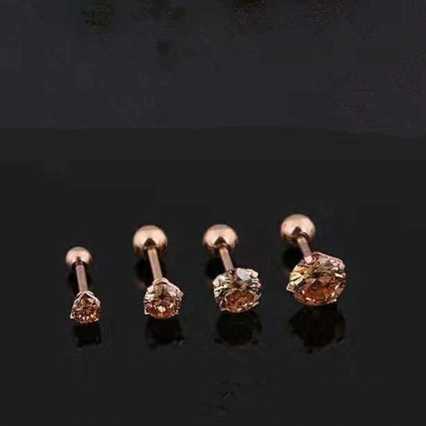 Titanium Steel Screw Hypoallergenic Diamond Small Earrings