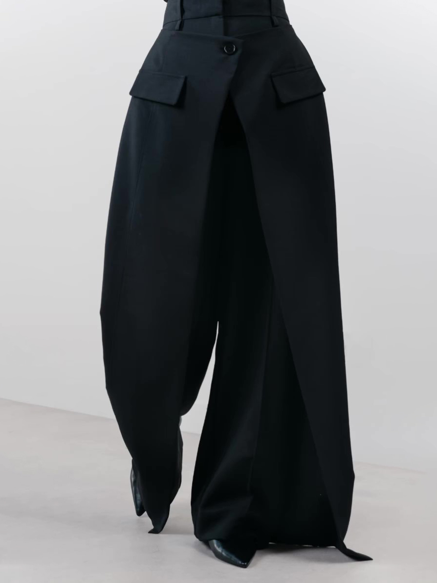 High-Slit Wide-Leg Pants