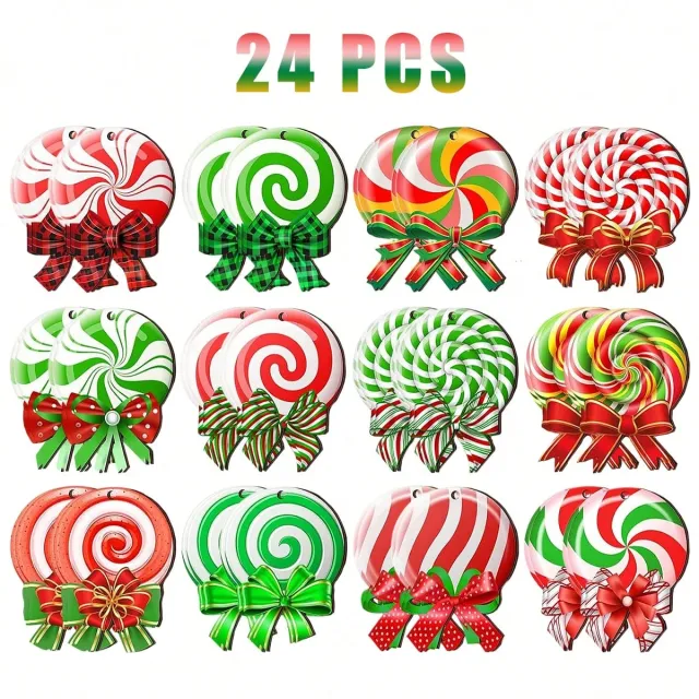 Peppermint Christmas Tree Ornaments Colorful Peppermint Wood Decorations Green Red Lollipop Shaped Christmas Hanging Ornaments For New Year Holiday... 24Pcs - Shop at LoveMi