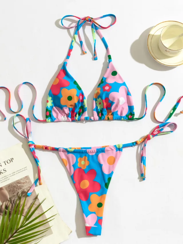 Ladies Fashion Personality Print Split Bikini Picture Color S - Shop at LoveMi