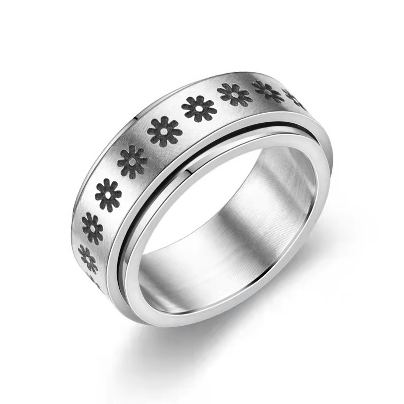 Stars And Moon Titanium Steel Rotatable Ring