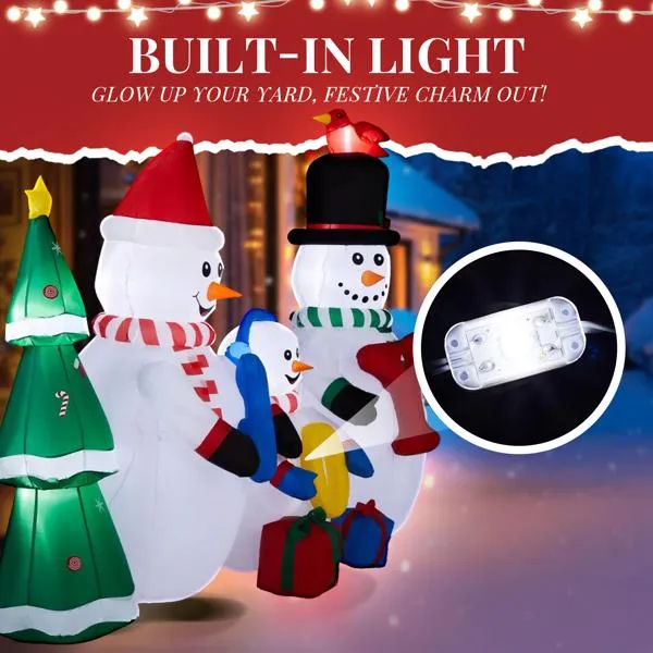 8FT Lighted Christmas Inflatable Decoration, Inflatable Snowman Family With JOY And Xmas Tree, Funny Blow… image 9