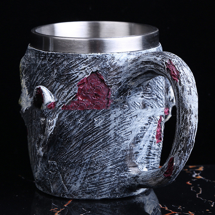 Resin skull water cup mug beer mug creation (dark grey)