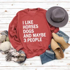 Women's Round Neck Fashionable Letter Loose Printed Sweater - Red White Lettering - View 1
