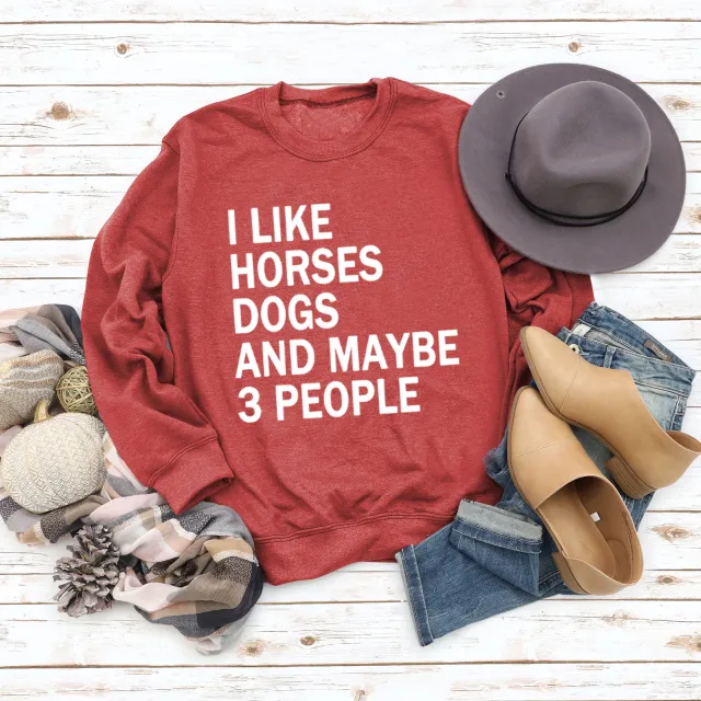 Women's Round Neck Fashionable Letter Loose Printed Sweater Red White Lettering - Shop at LoveMi