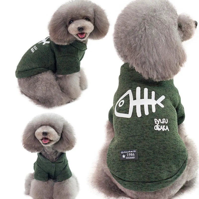 Pet Clothes Fishbone Pattern Small Dog - Green