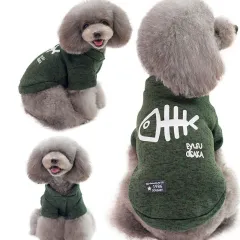 Pet Clothes Fishbone Pattern Small Dog - Green - View 1