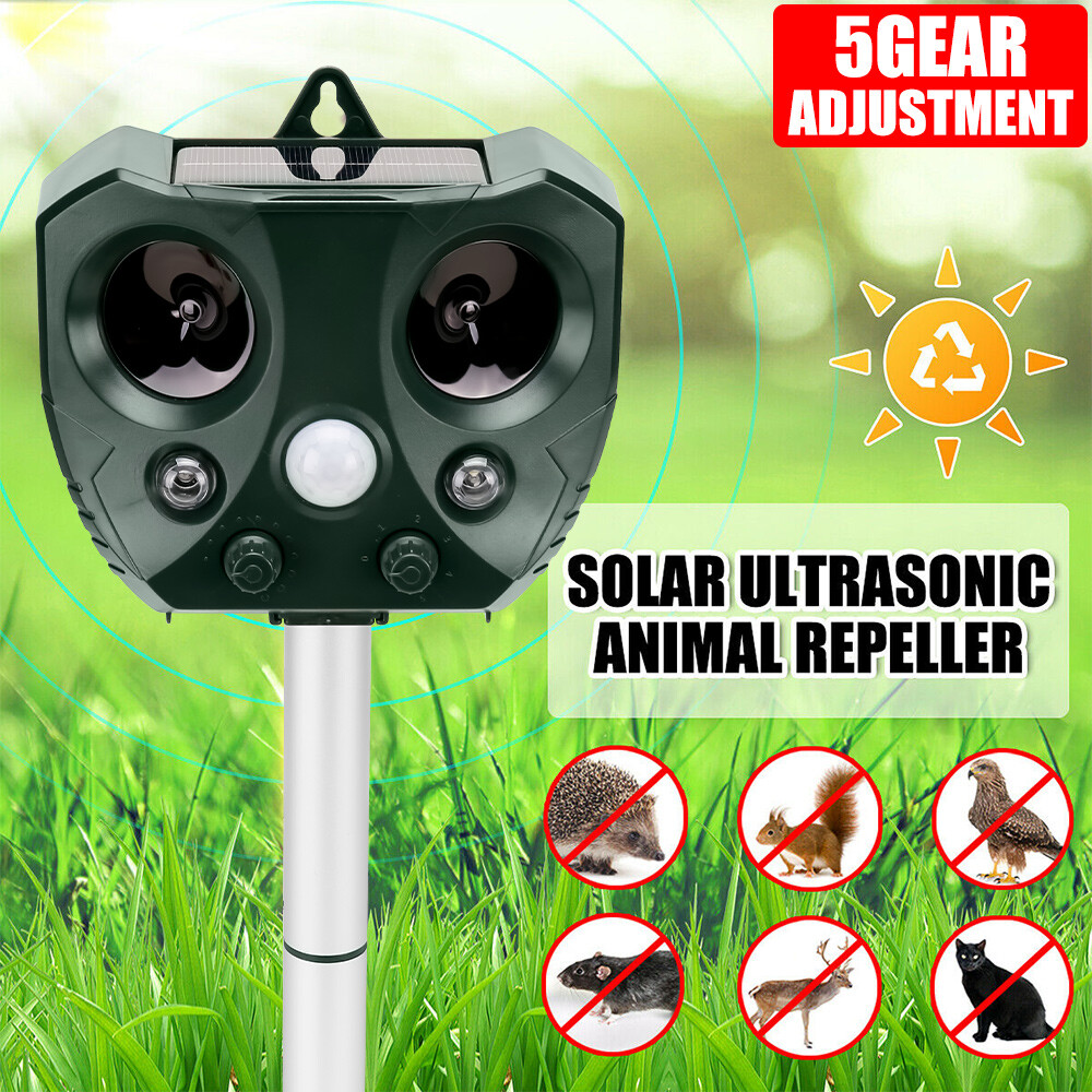 Solar Ultrasonic Bird Repeller Motion Sensor Animal & Pets Rat Possum Repellent