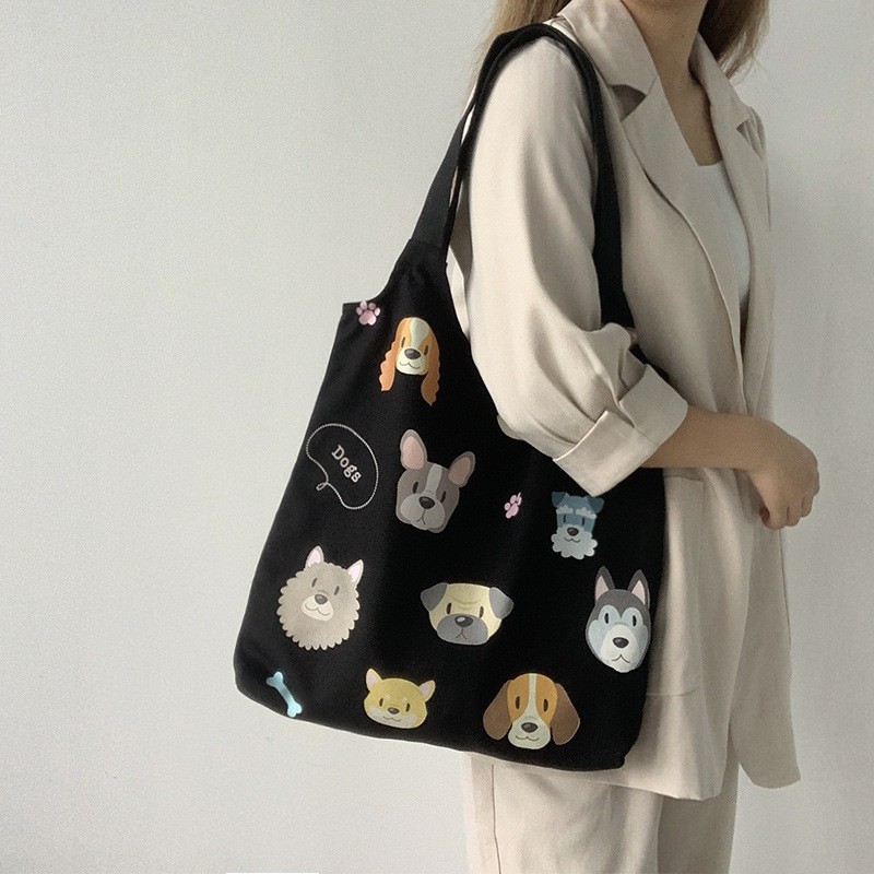 Dog illustration black bag