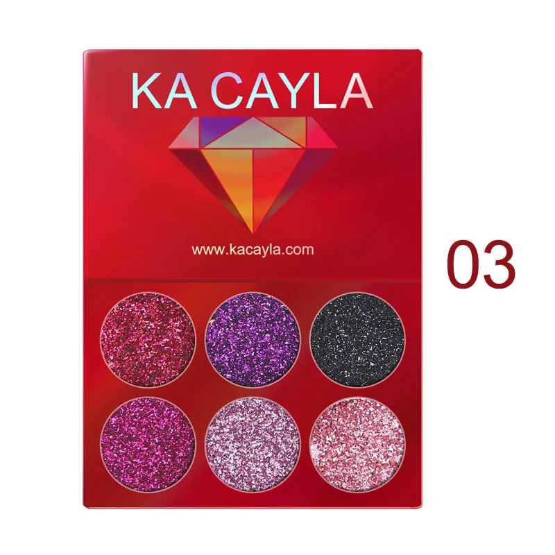 Creative 6 Colors Diamond Sequin Eyeshadow Palette - 3 Style