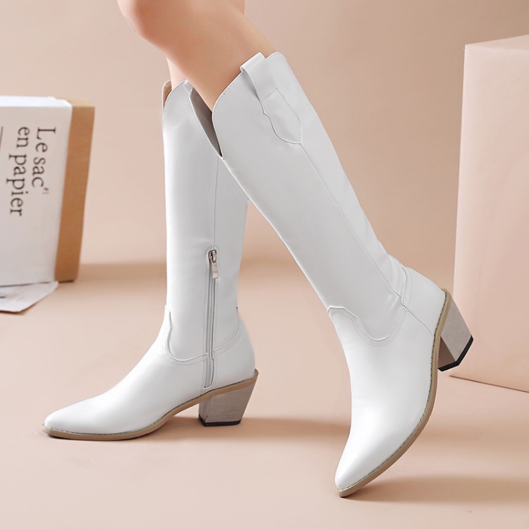 Martin Boots Women's Pointed Toe Plus Size Mid-heel Side Zipper