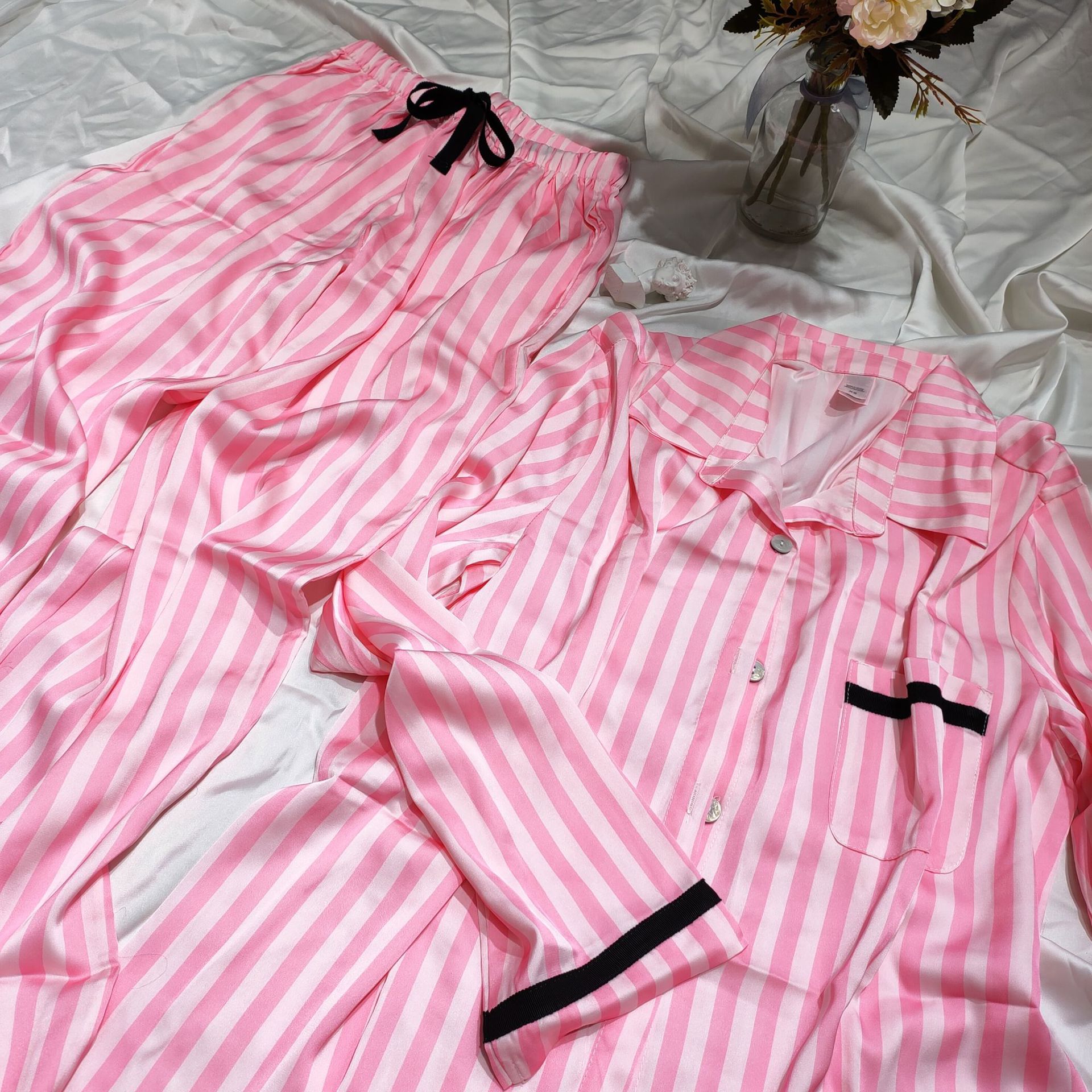 Title 1, Striped Pajamas Women Autumn And Winter Sexy Pa...