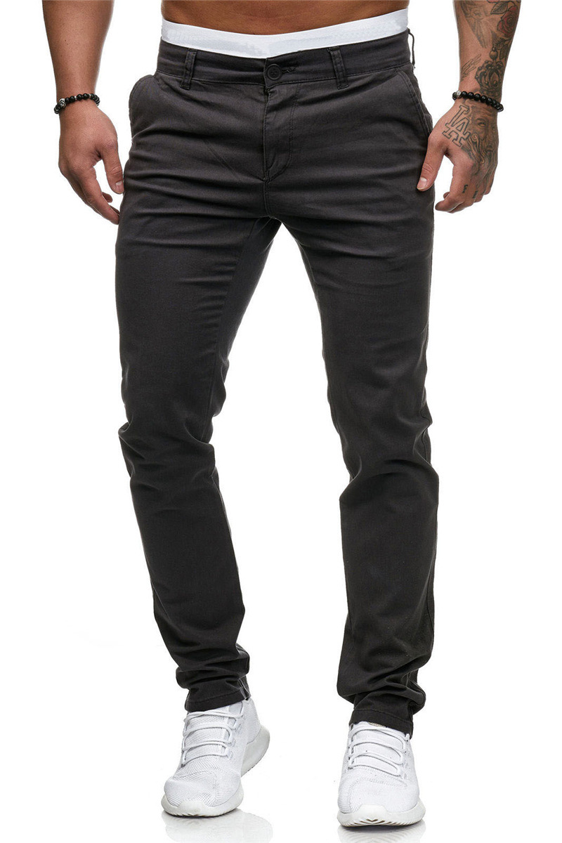 Title 6, Mens solid color straight casual slim trousers...