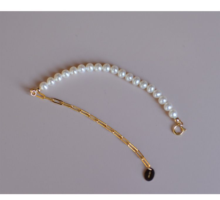 Title 3, Natural Freshwater Pearl Bracelet In 18k Yellow...