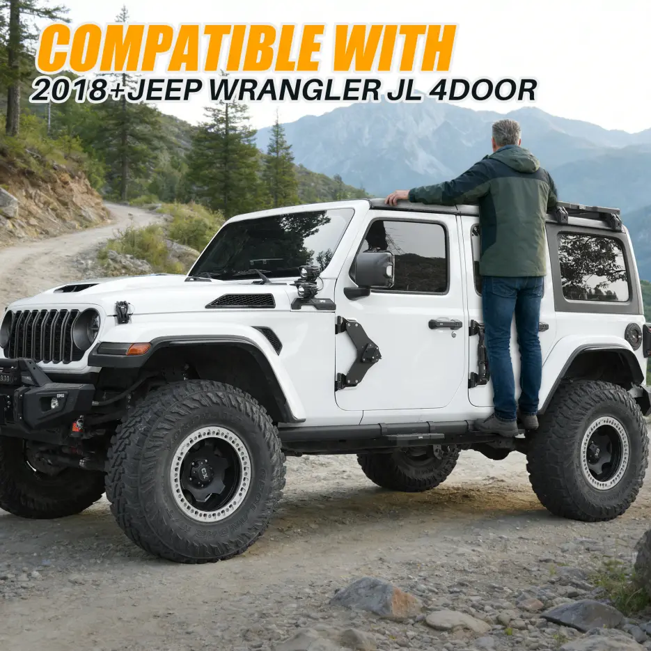 Running Boards Compatible With 2018 Wrangler JL 4 Doors With OEM Rock Rails