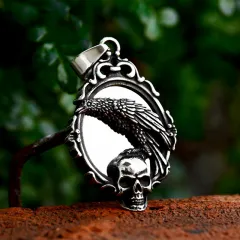 Magic Mirror Skull Pendant Titanium Steel Crow Necklace Accessories - Single Pendant - View 1