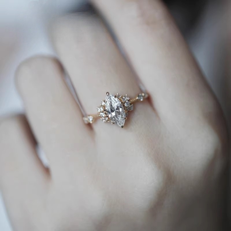 Elegant Daily Couple Rings, Inlaid Shiny Zircon & Natural Color Gems, Cold Style Light Luxury Finger Ring