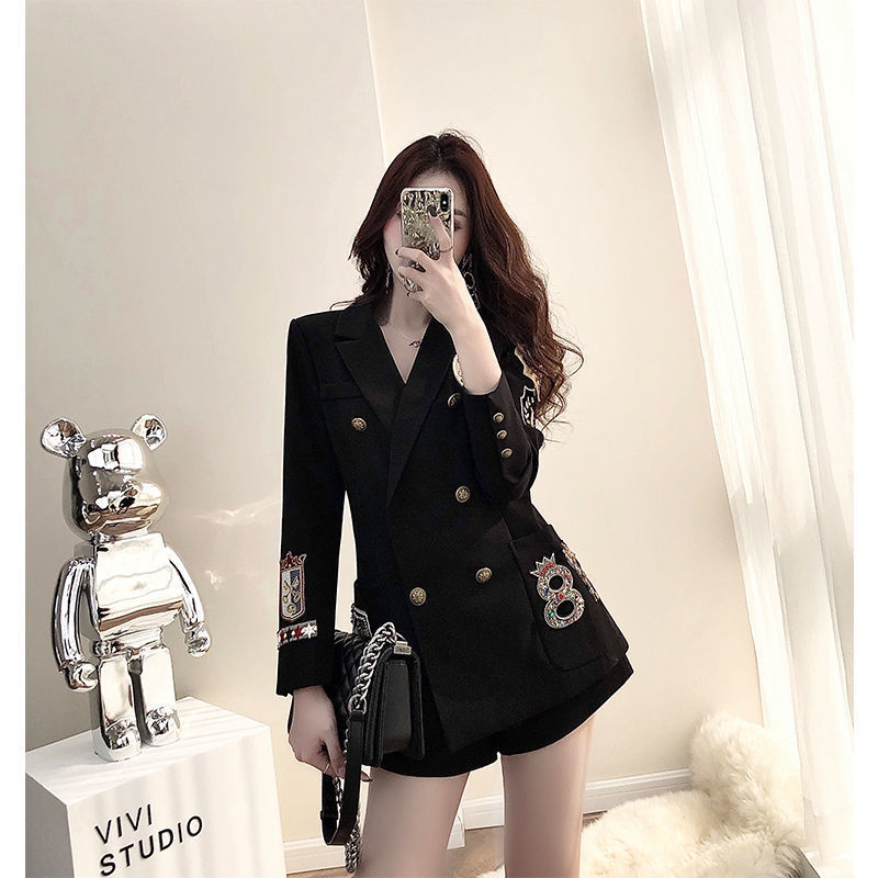 Embroidered Suit Jacket Fashion Shorts Two-piece Trend